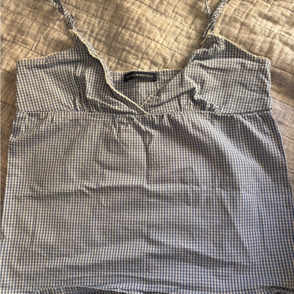 Brandy Melville Blue and White Checkered Camisole